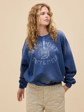 Daydreamer Blue TRACK & FIELD HENLEY SWEATSHIRT MED NWT